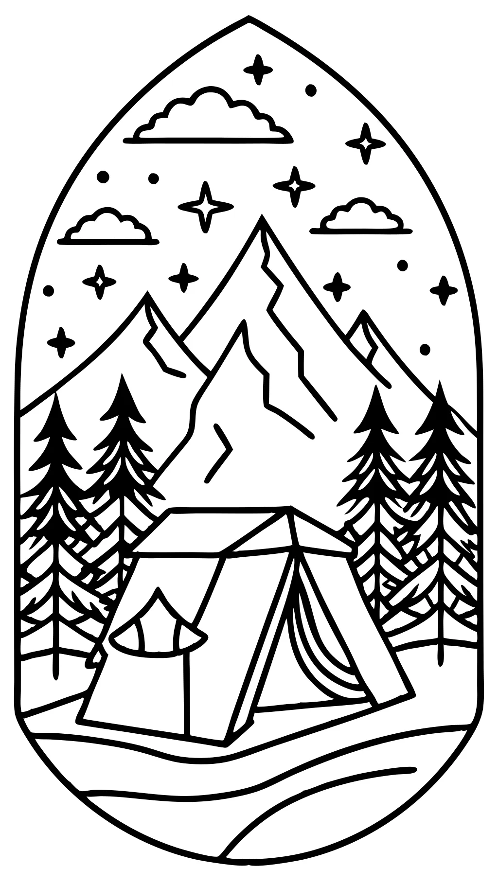 coloring page of a tent